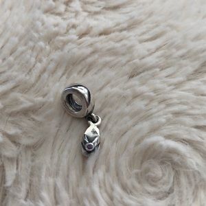 Pandora Silver Flip Flop with Purple Gemstone